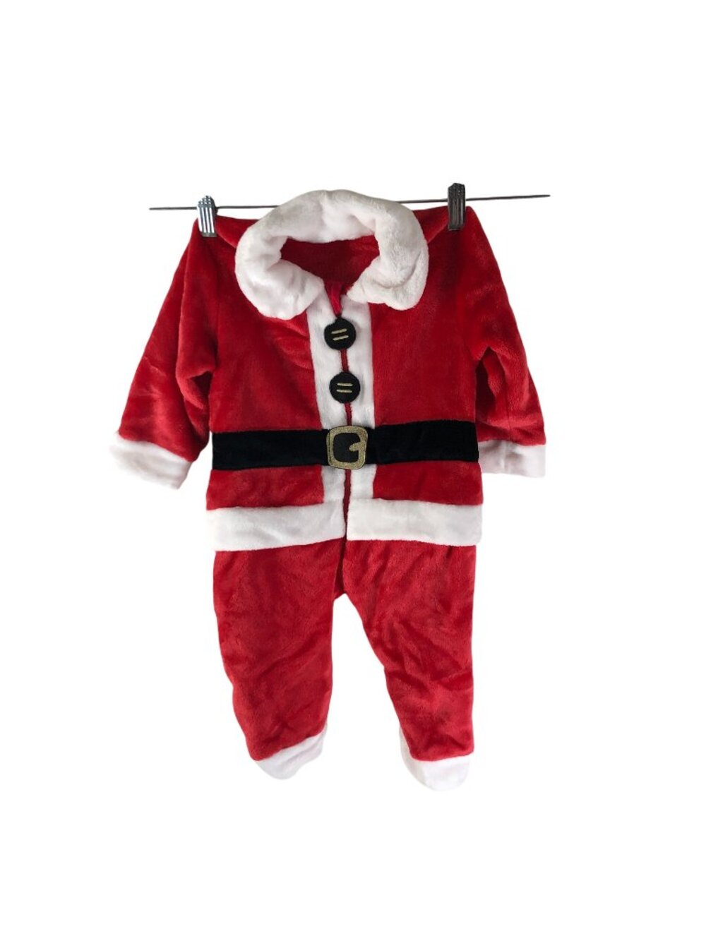 Baby Santa Claus Suit Outfit Hat Red White Plush Infant Holiday Costume 12–18m
